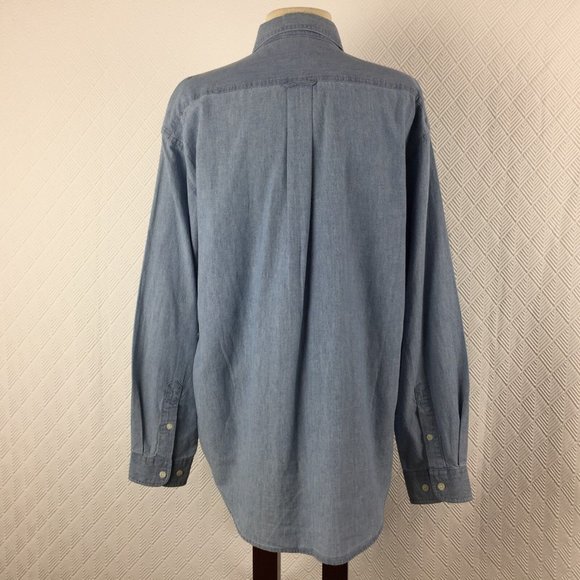 Disney Catalog Womens Top Blouse Winnie the Pooh Pocket Denim Cotton Size Medium - Picture 4 of 9